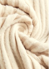 Embroidery Beige Long Sleeve Round Neck T Shirt