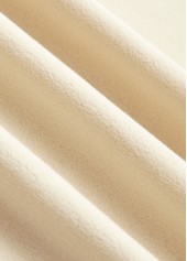 Embroidery Beige Long Sleeve Round Neck T Shirt