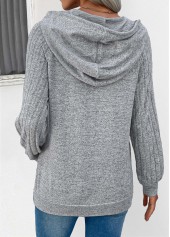 Drawstring Grey Patchwork Long Sleeve Hoodie