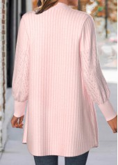 Lace Light Pink Button Long Sleeve Coat