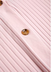 Lace Light Pink Button Long Sleeve Coat