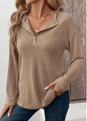 Tummy Coverage Light Coffee Long Sleeve T Shirt