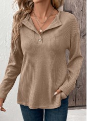 Tummy Coverage Light Coffee Long Sleeve T Shirt