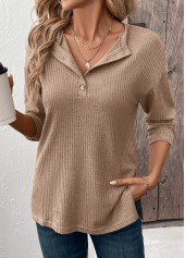 Tummy Coverage Light Coffee Long Sleeve T Shirt