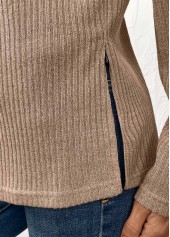 Tummy Coverage Light Coffee Long Sleeve T Shirt