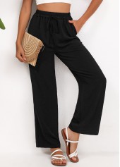 Black Wide Leg Elastic Waist High Waisted Pants