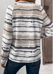 Tie Dye Print Light Camel Long Sleeve T Shirt