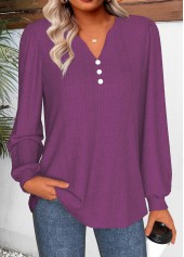 Split Purple Long Sleeve T Shirt