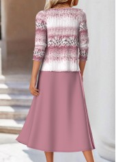 Ombre Two Piece Pink Long Sleeve Dress and Cardigan