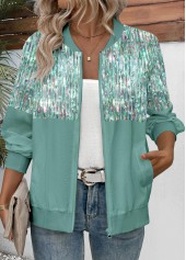 Dazzle Colorful Print Zipper Sage Green Track Jacket