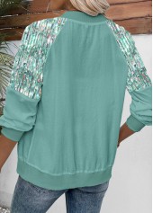 Dazzle Colorful Print Zipper Sage Green Track Jacket