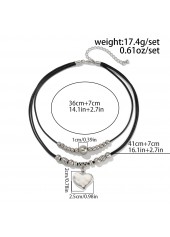 Silver Color Alloy Detail Heart Necklace