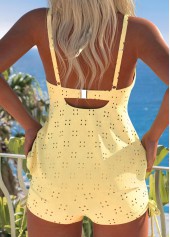 Yellow Jacquard Detail Bandeau Tankini Set