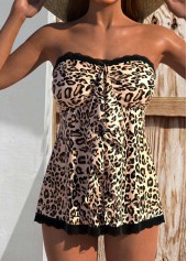 Leopard Lace Light Camel Tankini Top-No Bottom