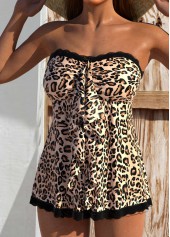 Leopard Lace Light Camel Tankini Top-No Bottom