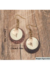 Dark Coffee Round Heart Alloy Earrings
