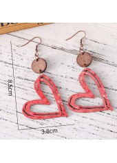 Coral Hollow Heart Design Wood Earrings