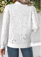 Jacquard White Long Sleeve Stand Collar Track Jacket