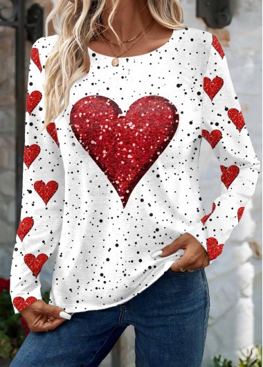 Plus Size White Valentine's Day Print T Shirt Plus Size White Valentine's Day Print T Shirt