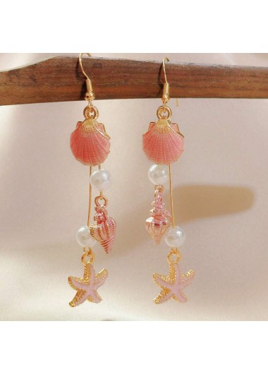 Dusty Pink Color Shell Pearl Earrings