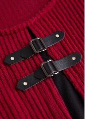 A Line Fake 2in1 Wine Red Dress