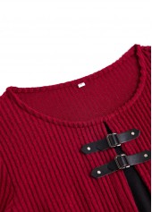 A Line Fake 2in1 Wine Red Dress