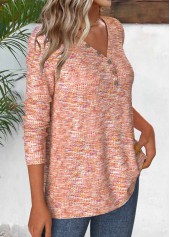 Long Sleeve Multi Color V Neck T Shirt