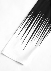 Ombre Patchwork Black Long Sleeve V Neck T Shirt