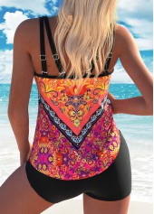 Plus Size Multi Color Tribal Print Bowknot Tankini Set