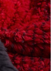 Plaid Plush Wine Red Sleeveless Stand Collar Waistcoat