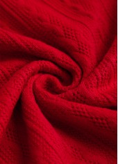 Christmas Plaid Patchwork Red Long Sleeve Cowl Neck Sweatshirt