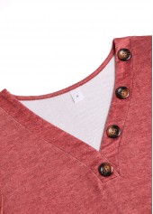 Patchwork Dusty Pink Long Sleeve V Neck Sweatshirt