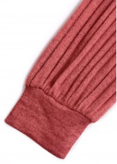 Patchwork Dusty Pink Long Sleeve V Neck Sweatshirt