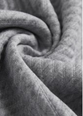 Button Light Grey Long Sleeve Split Neck Sweatshirt