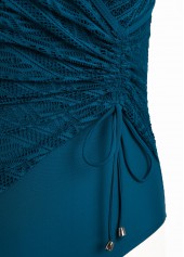 Peacock Blue Ruched One Piece Swimwear