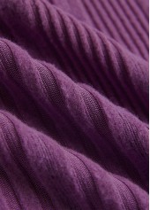 Plaid Button Purple Long Sleeve Split Neck Sweatshirt