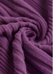 Plaid Button Purple Long Sleeve Split Neck Sweatshirt