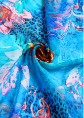 Marine Life Print Bowknot Cyan Cover Up