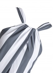 Striped Criss Cross Grey One Piece Swimwear