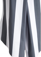 Striped Criss Cross Grey One Piece Swimwear