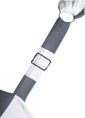 Striped Criss Cross Grey One Piece Swimwear