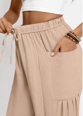 Light Coffee Wide Leg Elastic Waist High Waisted Pants