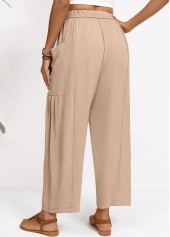 Light Coffee Wide Leg Elastic Waist High Waisted Pants