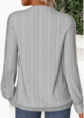 Lace Grey Long Sleeve Round Neck Sweatshirt
