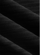 Striped Contrast Binding Black Tankini Set