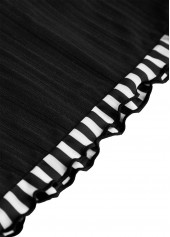 Striped Contrast Binding Black Tankini Set