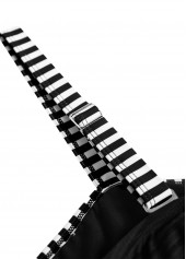 Striped Contrast Binding Black Tankini Set