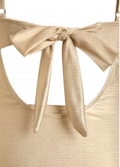 Champagne Hot Stamping V Neck One Piece Swimwear