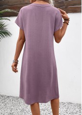 Dusty Purple A Line Short Sleeve Dress
