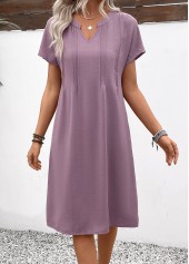 Dusty Purple A Line Short Sleeve Dress